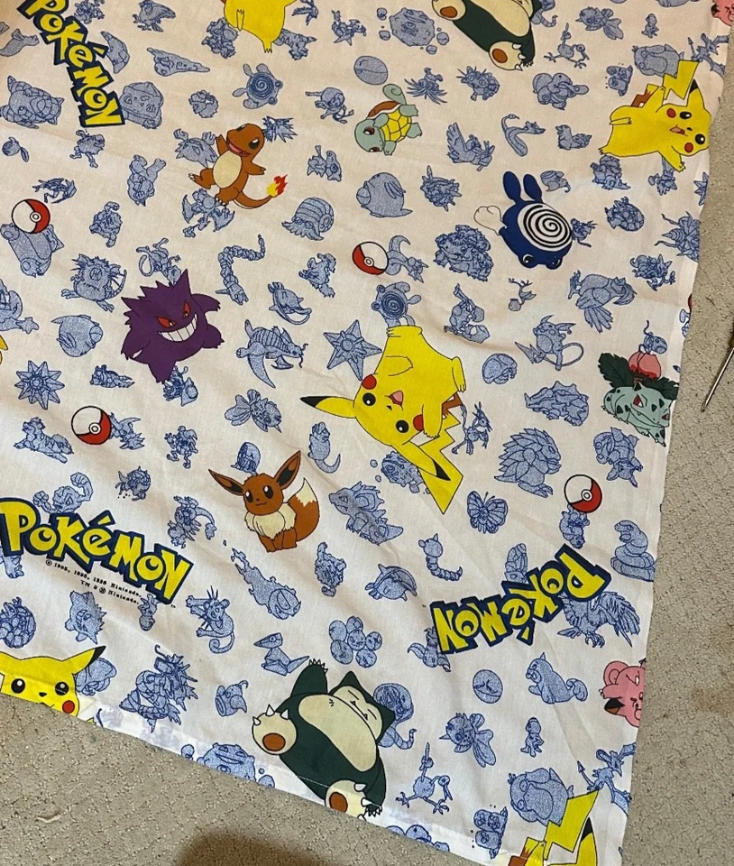 Lençol de cama vintage Nintendo Pokemon 1998 topo plano duplo 66" x 90" - Imagem 3 de 4