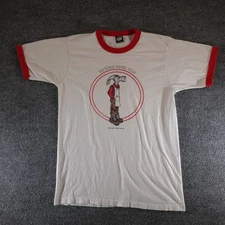 Screen Stars Best Vintage Men's T-Shirt Red Ringer Large Cotton Poly