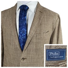 Polo Ralph Lauren Corneliani Sport Coat 44R Flax Linen Textured Weave Made Italy
