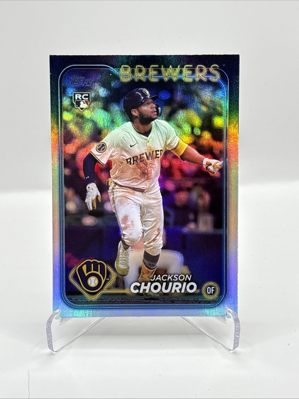 2024 Topps Update #US240 Jackson Chourio Rookie RC - Rainbow Foil Milwaukee