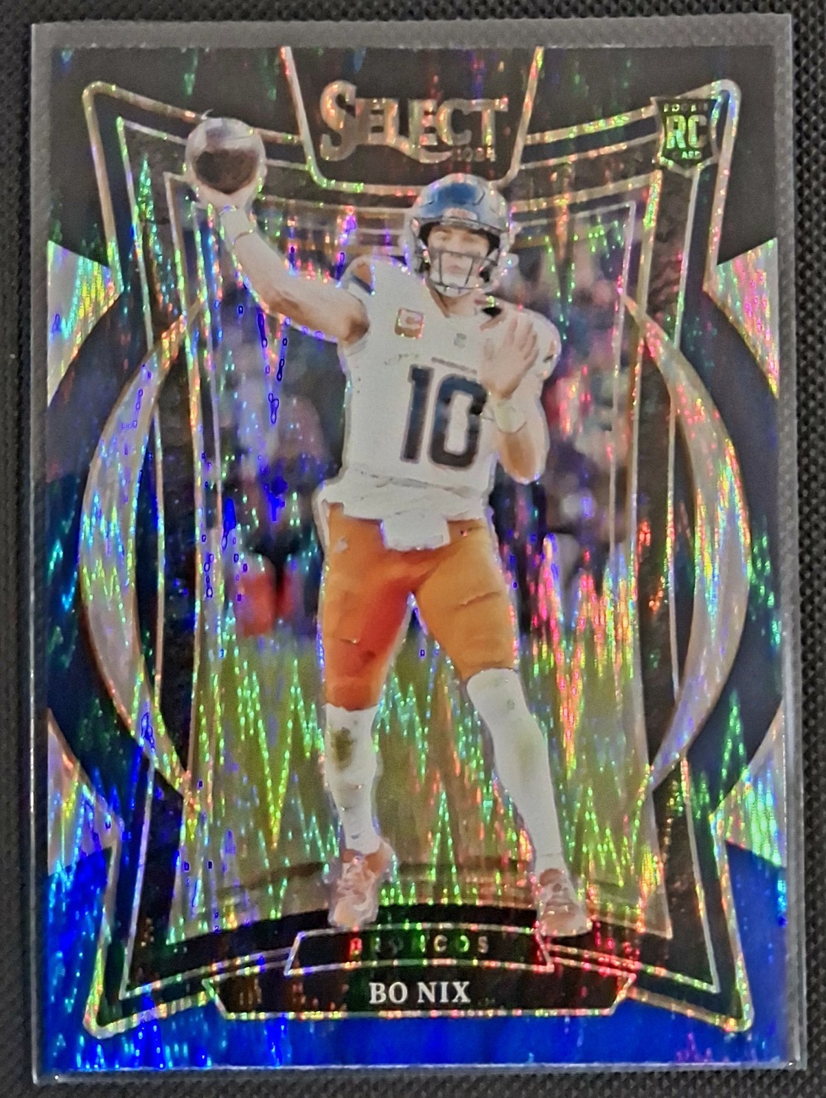 2024 Panini Select Rookie Bo Nix #30 Concourse Black & Blue Shock Prizm RC