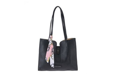Pierre Cardin Schultertasche Kunstleder schwarz Damen Flechtoptik