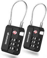 2 Pack TSA Approved Travel Luggage Locks, Cable Combination Lock 3-Digit, Keyles