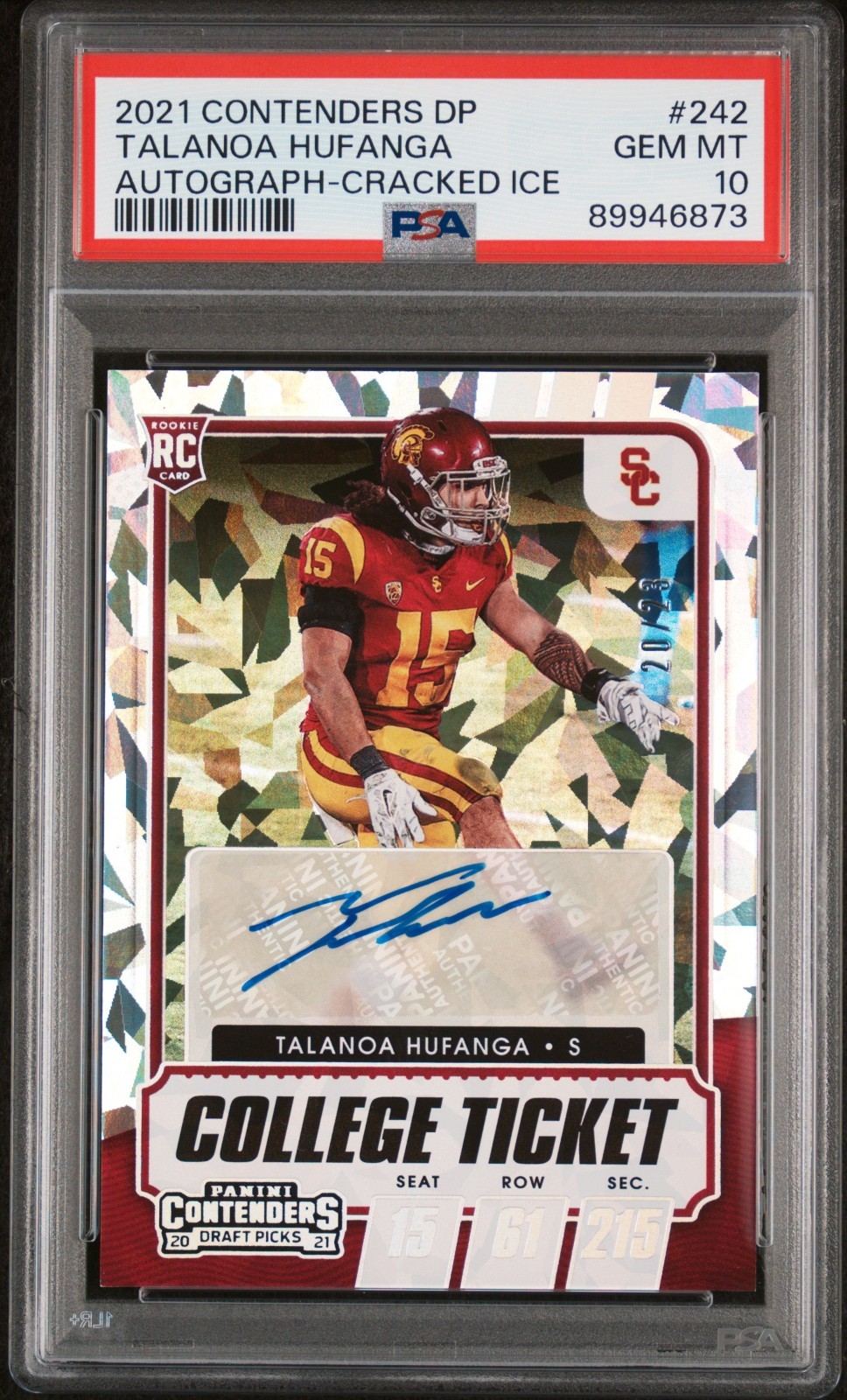 Talanoa Hufanga Panini Contenders Draft Picks #242 Autograph-Cracked Ice