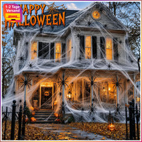 Spinnennetz Halloween Deko 400G Mit 60 Spinnen FüR Outdoor Deko