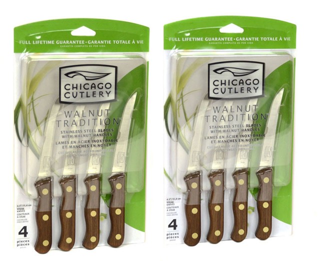 Chicago Cutlery 8 piece Walnut Tradition Steak Knife Set New replaces