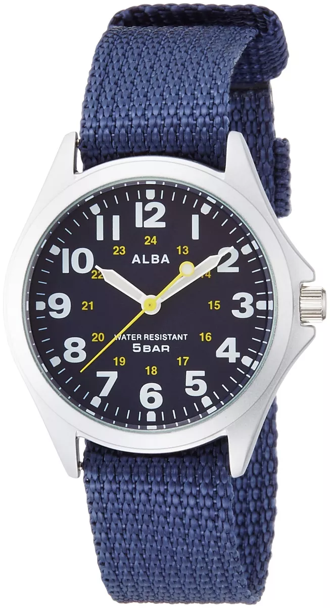 ALBA watch quartz hour and minute hand Lumi men s sports blue