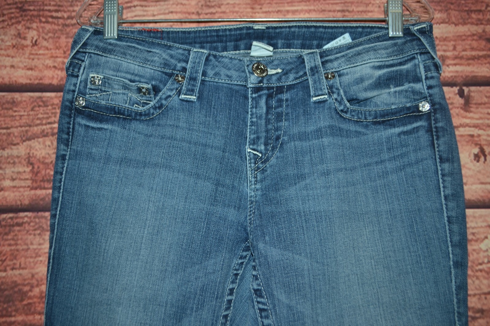 True Religion Women's Bootcut No Pocket Flaps Blue Denim Jeans Sz 31x33 thumbnail 5