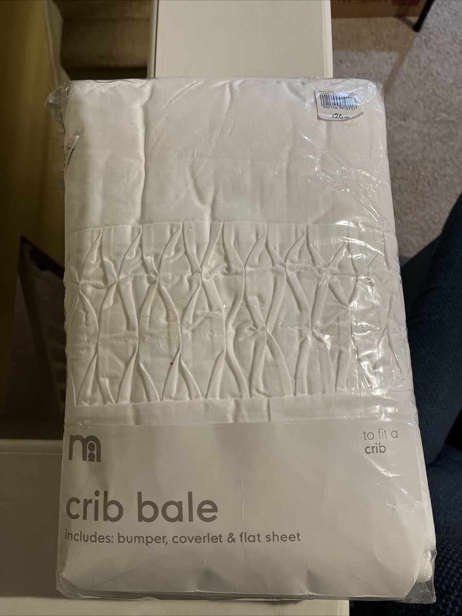 NEW Mothercare CRIB BALE US SELLER WHITE UK IMPORT