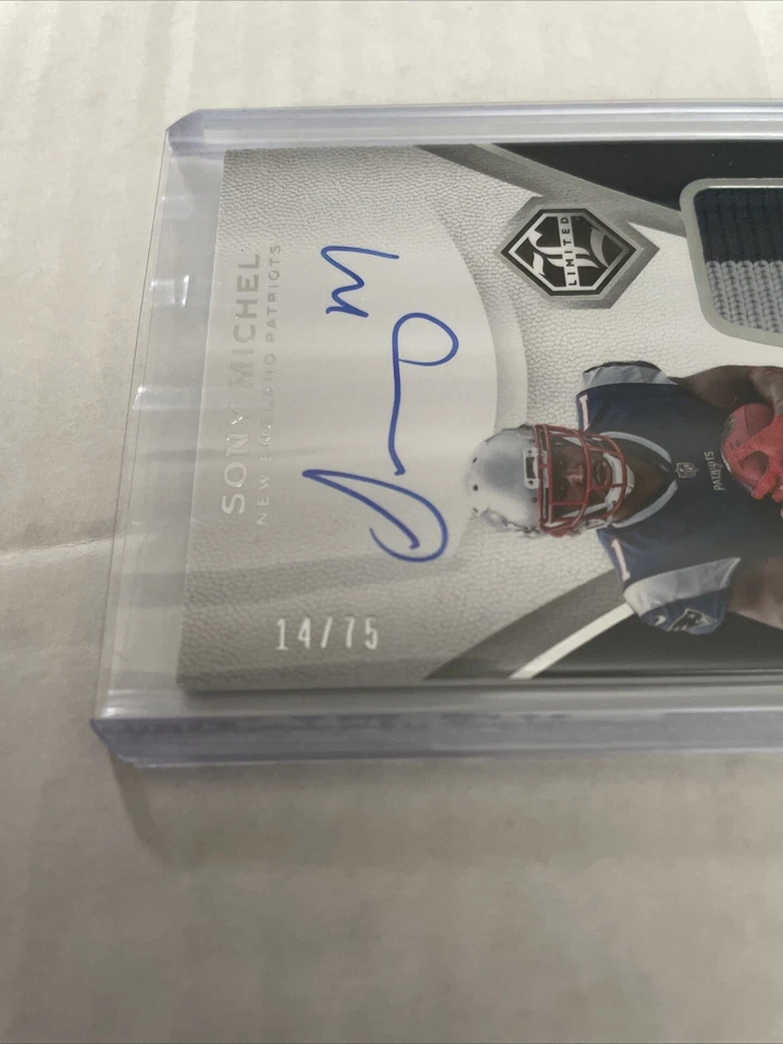 SONY MICHEL 2018 PANINI LIMITED 2 COLOR PATCH ON CARD AUTO #/75 PATRIOTS - Image 3 of 4