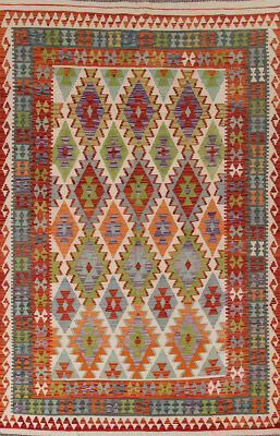 Wool Reversible Kelim Kilim Rugs Flatweave Tribal Wool Carpet 7x10 ft