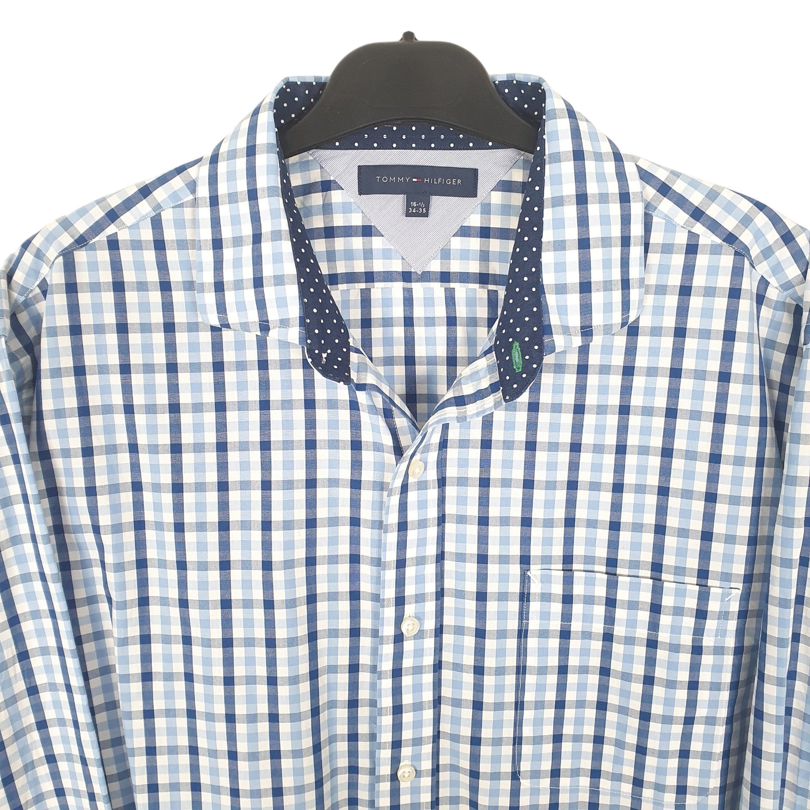 TOMMY HILFIGER White Check Shirt Slim Fit Long Sleeve Casual Mens M image 2