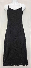 NWT Donna Karan Black Lace Dress Scallop Hem Sleeveless Women's XS Classic LBD