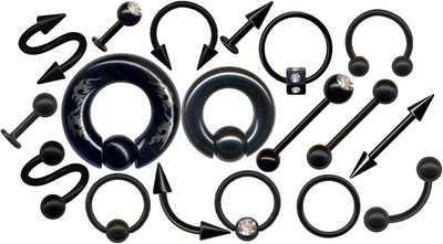 PIERCING SEPTUM TRAGUS HELIX LIPPE NASE AUGENBRAUE OHR INTIM SERIE BLACK LINE