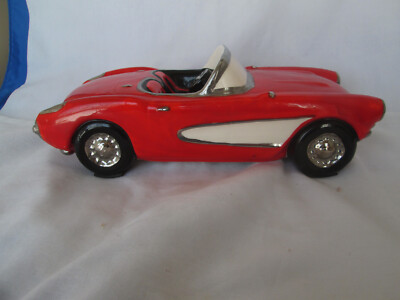 Enesco 1957 Red Corvette Music Box Plays - Love Me Tender- Hand Painted Ceramic