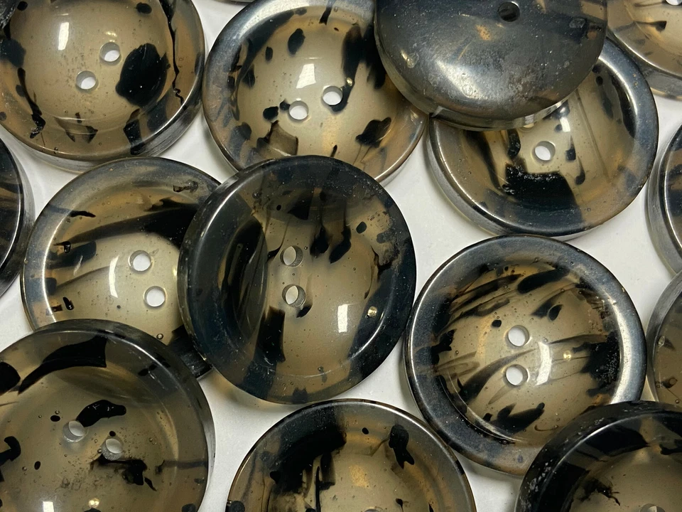 Thick Italian Poly Tortoise Shell DISH Button Black/Grey 15, 18, 30, 38mm 2hole - Image 3 of 4