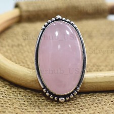 Peruvian Pink Opal Gemstone 925 Sterling Silver Ring Valentine Jewelry VV-778