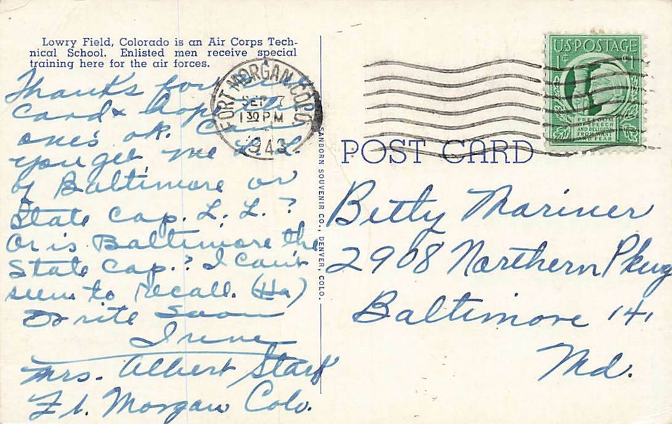 1943 WW2 Large Letter Greetings From Lowry Field Air Forces CO P239 eBay