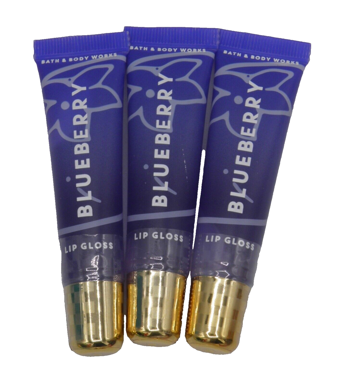 Bath & Body Works Blueberry Lip Gloss 3-Pack Shine Balm Sealed