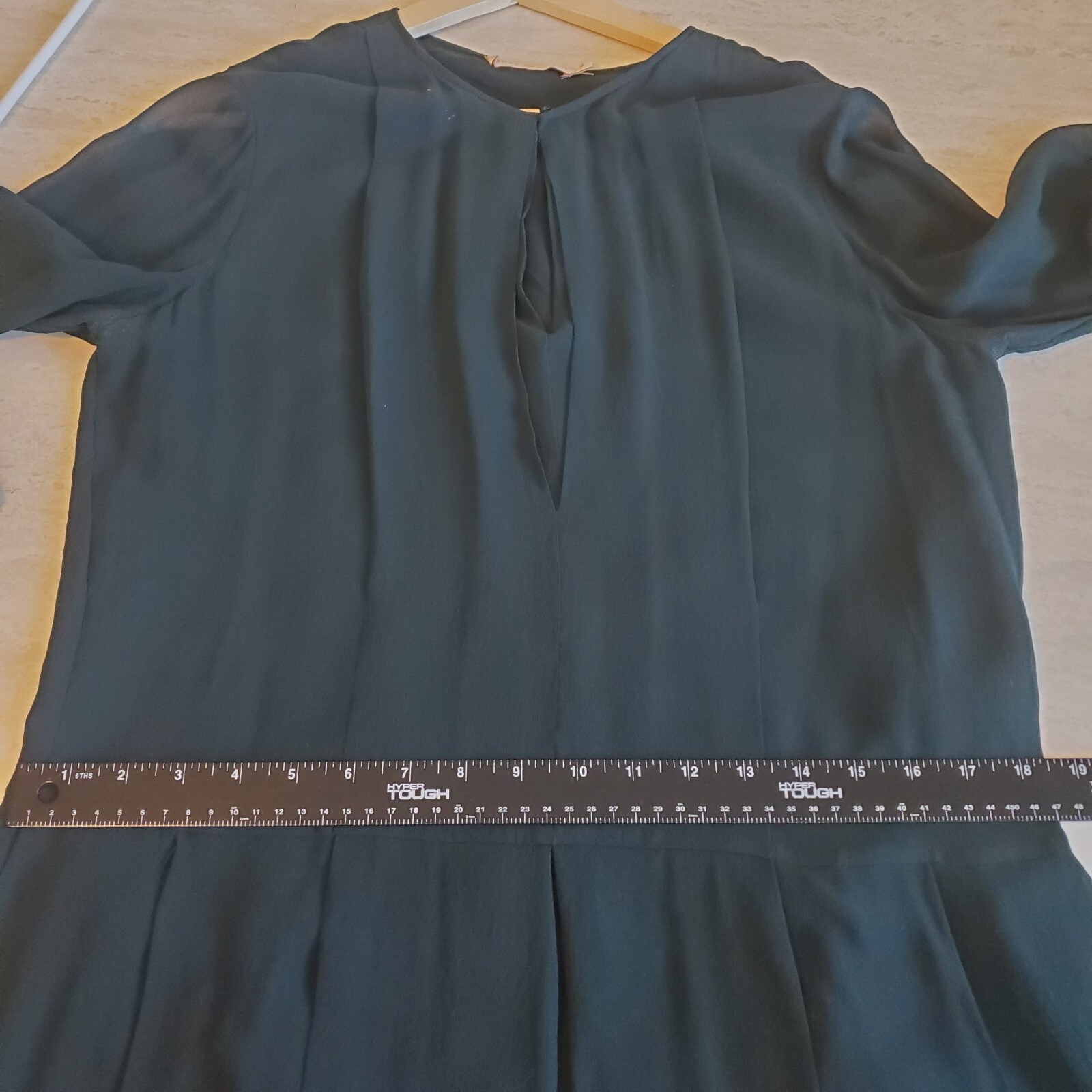 Tory Burch Silk Tunic Mini Dress Women 10 Hunter Green Layered Lagenlook Keyhole thumbnail 7