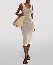 ZIMMERMANN TROPICANA SCOOP MIDI DRESS OPEN KNIT PERLA WHITE SIZE UK 12 VERY RARE