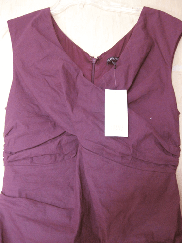 $318 BNWT EILEEN FISHER Cotton Steel Stitch POMEGRANATE Shirred Seams Dress 10 M - Picture 4 of 8