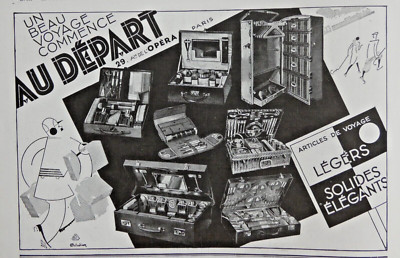 PRESSEWERBUNG 1930 ABGANG LEICHTE REISEARTIKEL SOLIDE ELEGANT