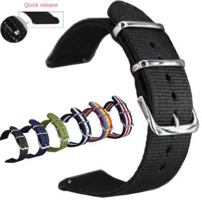 Premium Nylon Canvas Woven Watch Strap Band Universal 18/20/22/24mm Connector