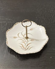 Vintage Lefton China Tidbit Tray Bon Bon Dish Snack Tray Wheat Pattern 6”x3”
