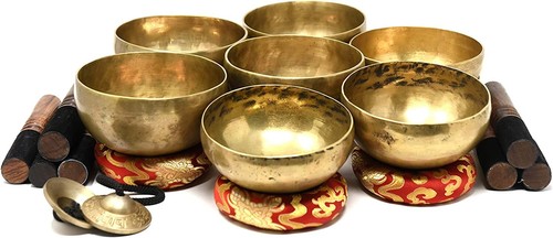 Healing Tibetan Singing Bowl Set of 7 Hand Hammered Himalayan from ...