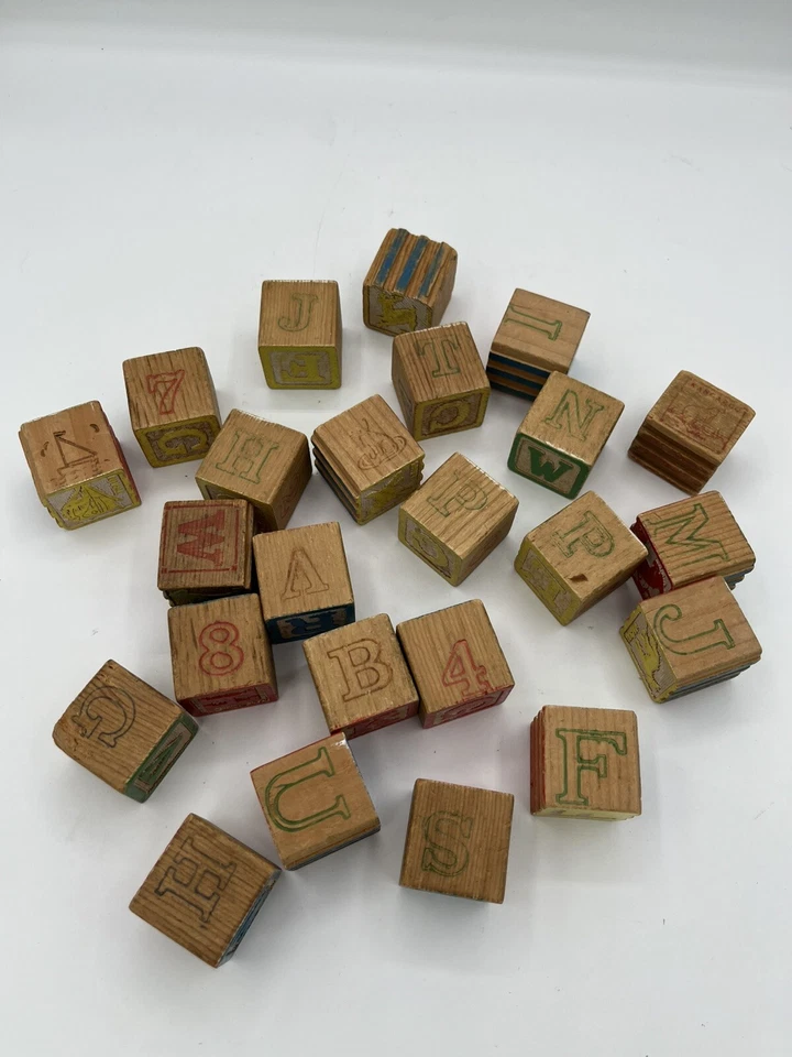 Vintage Alphabet And Some Animal Toy Blocks 24 Misc Blocks - Image 3 of 4