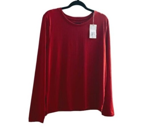 Women's Red SUPIMA Cotton Crew Neck Long Sleeve - A New Day T-Shirts Sizes S/M/L - Picture 7 of 13