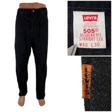 Vintage Levis 505 Jeans 38 x 30 actual Straight Black Orange Tab Made In USA