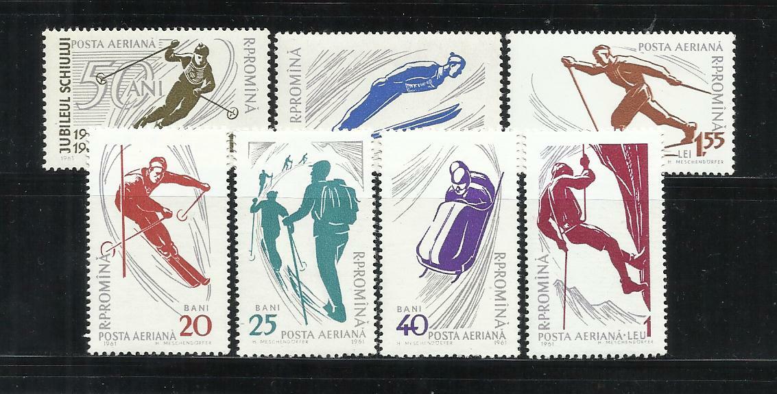 RUMANIA . Año: 1961. Tema: DEPORTES DE MONTAÑA.(Correo aéreo).