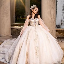 Sparkling Sweetheart Quinceanera Dresses Off Shoulder Floral Applique Ball Gown