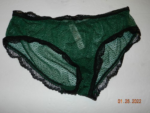 VTG Gilligan & O'Malley Intimates sheer mesh green/black panties size S womens