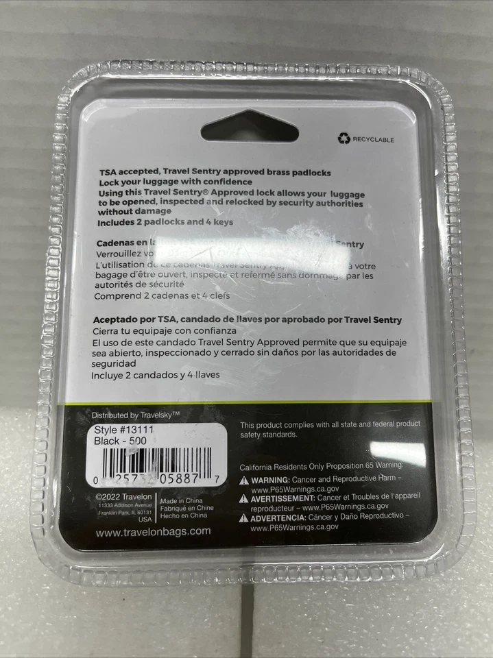 Juego de candados para equipaje Travelon - Aceptado por la TSA - Negro Foto 2 de 2