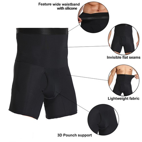Mens Compression High Waist Boxer Shorts Belly Slim Body Shaper Sheath Pants US - 第 5/22 張圖片