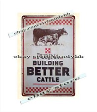 checkerboard livestock feed Cattle  Cow Bull tin sign dairy farm bull