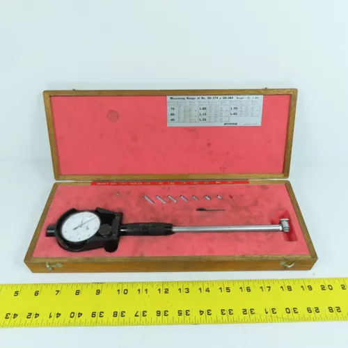Peacock 20-374 Bore Gage Set W/ Mitutoyo 0.0001" Indicator 0.75-1.5"