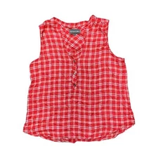 Michael Stars Women's Red White & Blue Plaid V-Neck Top, Large, Used