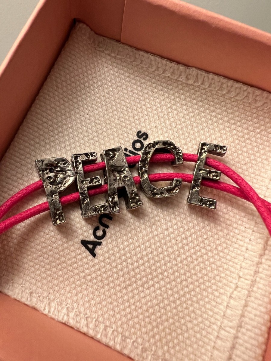 $290 NEW ACNE STUDIOS Pink & Silver Peace Bracelet Italy 8 inches