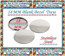 Stainless Steel Silver 50 Bezel Pendant Trays Blank Bases Cabochon 16MM 18MM