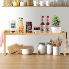 Bamboo Stove Top Shelf - Over The Stove Shelf for Kitchen, 31" Countertop Spice 