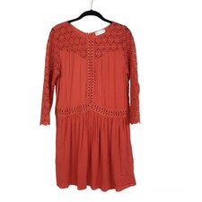 Altar'd State Dress Size S Burnt Orange Crochet Treasures Lace Mini Boho Tunic