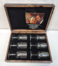 Vintage Remy Martin Stemmed Glasses x 6  in Original Branded Brown Wooden Box Z2