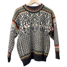 VTG 90s Dale Of Norway Fair Isle Wool Knit Ski Sweater Fiemme Crew Neck Mens L