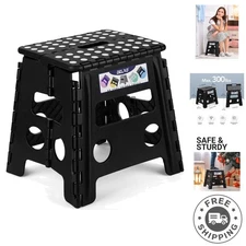 Multi-Purpose 13-Inch Folding Step Stool - Supports 300 LBS, Lightweight Design