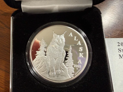 2003 Alaska Mint Lynx State Medallion Proof Silver Art Medal      E9619