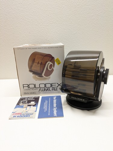 Vintage Nos Large ROLODEX SW 24C Swivel Faux Wood Round Rotary Office ...